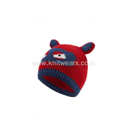 Boy's Knitted Warm Fleece Lined Ultraman Beanie Cap